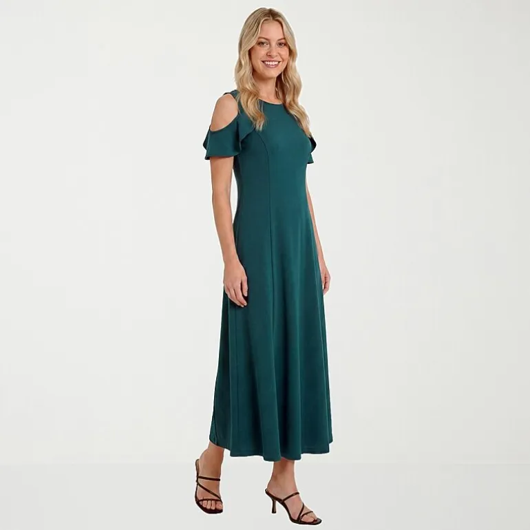 24seven Comfort Apparel Womens Round Neck Short Sleeve Maxi Dress