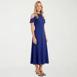 24seven Comfort Apparel Womens Round Neck Short Sleeve Maxi Dress