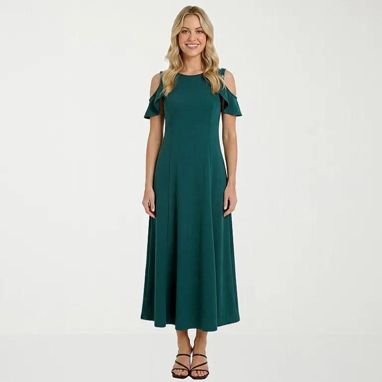 24seven Comfort Apparel Womens Round Neck Short Sleeve Maxi Dress
