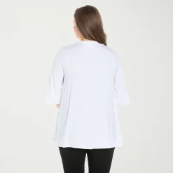 24seven Comfort Apparel Womens Elbow Sleeve Open Front Plus Cardigan