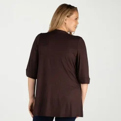 24seven Comfort Apparel Womens Elbow Sleeve Open Front Plus Cardigan