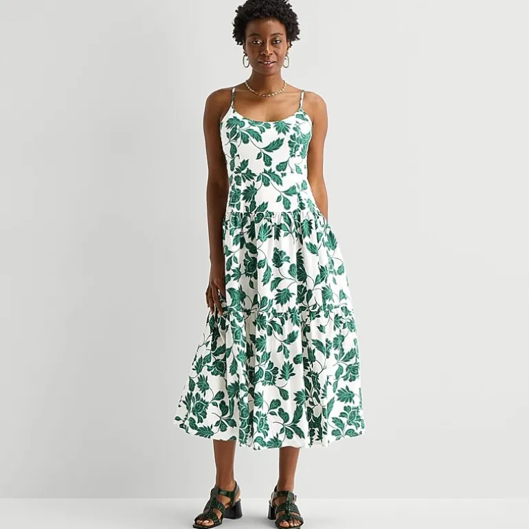 52seven Womens Midi Round Neck Sleeveless Leaf Fit + Flare Dress