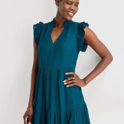 52seven Womens Notch Neck Sleeveless Shift Dress