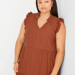52seven Womens Plus Round Neck Sleeveless Shift Dress