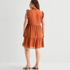 52seven Womens Plus V Neck Sleeveless Shift Dress