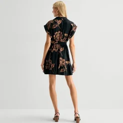 52seven Womens Short Sleeve Floral Shirt Dress