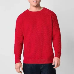 Shaquille O'Neal XLG™ Chevron Texture Big and Tall Mens Crew Neck Long Sleeve Pullover Sweater