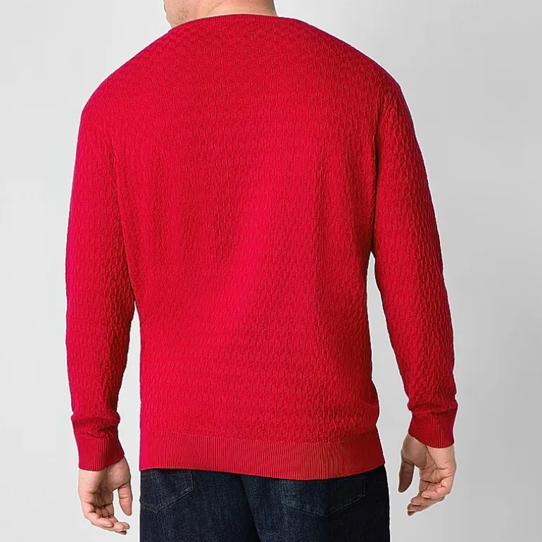 Shaquille O'Neal XLG™ Chevron Texture Big and Tall Mens Crew Neck Long Sleeve Pullover Sweater