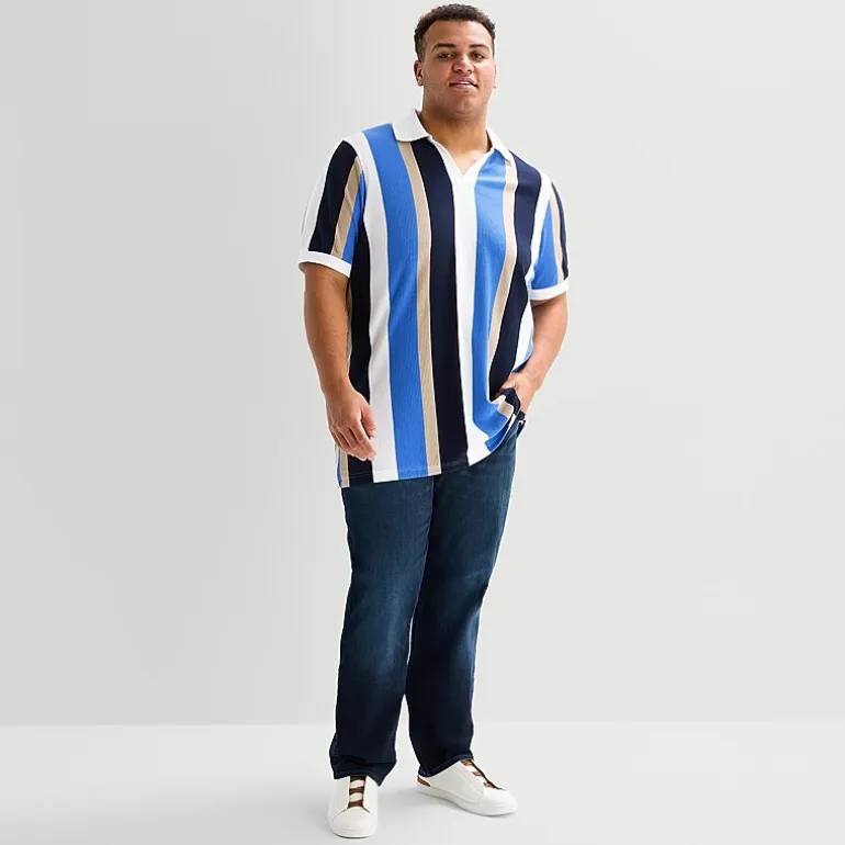 Shaquille O'Neal XLG™ Colorblock Big and Tall Mens Regular Fit Short Sleeve Polo Shirt