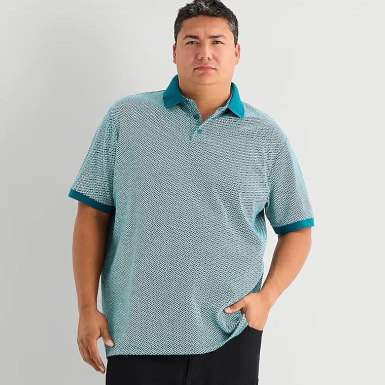 Shaquille O'Neal XLG™ Geo Weave Big and Tall Mens Regular Fit Short Sleeve Polo Shirt