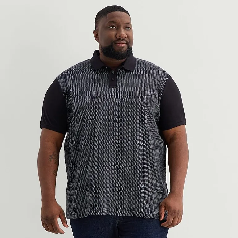 Shaquille O'Neal XLG™ Jacquard Big and Tall Mens Regular Fit Short Sleeve Polo Shirt