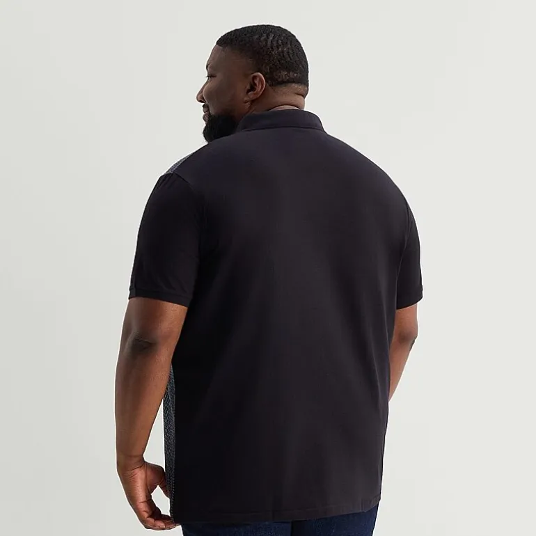 Shaquille O'Neal XLG™ Jacquard Big and Tall Mens Regular Fit Short Sleeve Polo Shirt