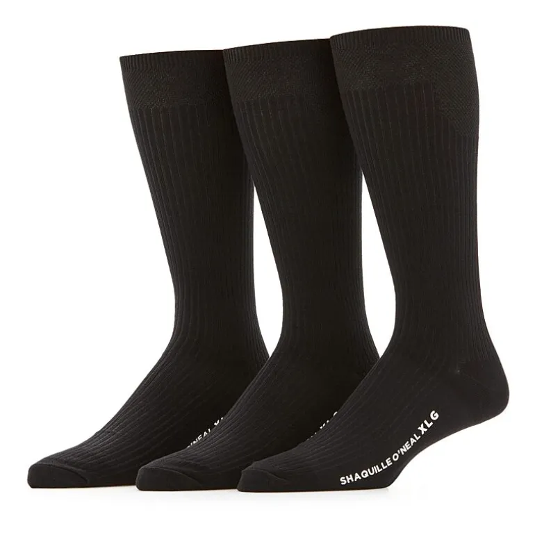 Shaquille O'Neal XLG™ Lux Rib Mens 3 Pair Big and Tall Crew Socks