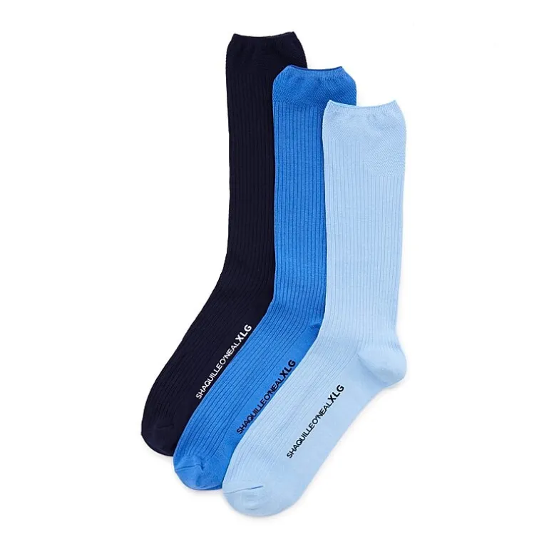 Shaquille O'Neal XLG™ Lux Rib Mens 3 Pair Big and Tall Crew Socks