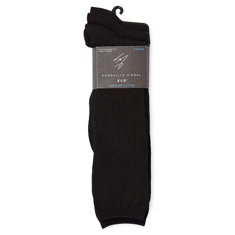 Shaquille O'Neal XLG™ Lux Rib Mens 3 Pair Big and Tall Crew Socks