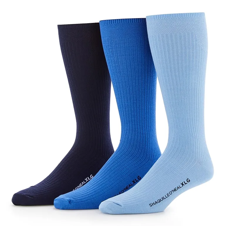 Shaquille O'Neal XLG™ Lux Rib Mens 3 Pair Big and Tall Crew Socks