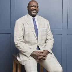 Shaquille O'Neal XLG™ Mens Stretch Fabric Regular Fit Plaid Big and Tall Suit Jacket