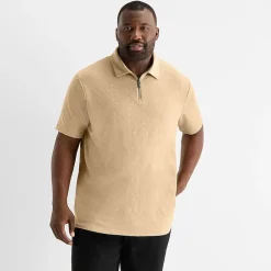 Shaquille O'Neal XLG™ Quarter Zip Big and Tall Mens Classic Fit Short Sleeve Polo Shirt