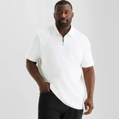 Shaquille O'Neal XLG™ Quarter Zip Big and Tall Mens Classic Fit Short Sleeve Polo Shirt