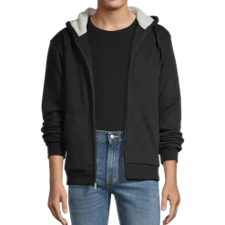 Sherpa-Lined Hoodie Jacket