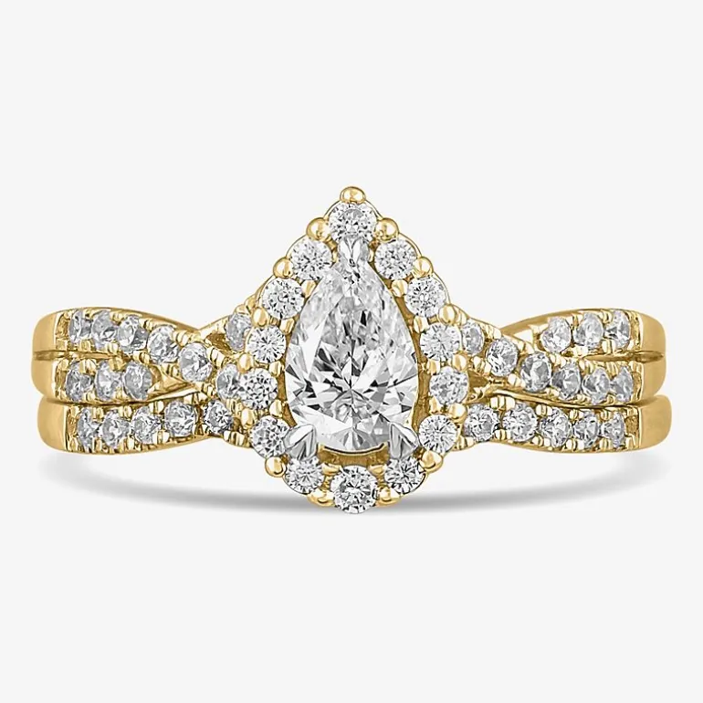 Signature By Modern Bride 7/8 CT.T.W. Lab-Grown (G-H / SI1-SI2) Diamond Pear Side Stone Bridal Set in 10K or 14K Gold