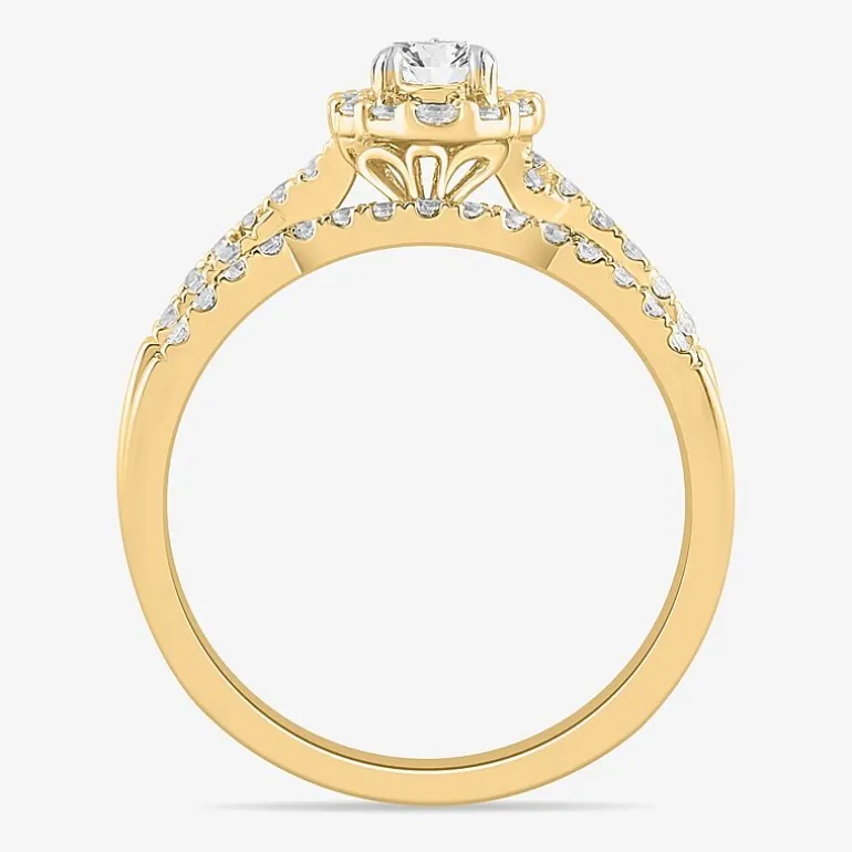 Signature By Modern Bride 7/8 CT.T.W. Lab-Grown (G-H / SI1-SI2) Diamond Pear Side Stone Bridal Set in 10K or 14K Gold