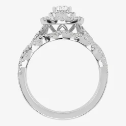 Signature By Modern Bride 1 CT.T.W. Natural Diamond Pear Shape Side Stone Halo Bridal Set in 10K or 14K Gold