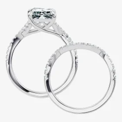 Signature By Modern Bride (F-G / Vs2-Si1) Womens 3 1/2 CT. T.W Lab Grown White Diamond 10K Gold Rectangular Side Stone Bridal Set