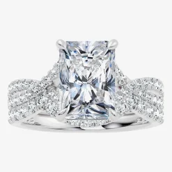 Signature By Modern Bride (F-G / Vs2-Si1) Womens 3 1/2 CT. T.W Lab Grown White Diamond 10K Gold Rectangular Side Stone Bridal Set
