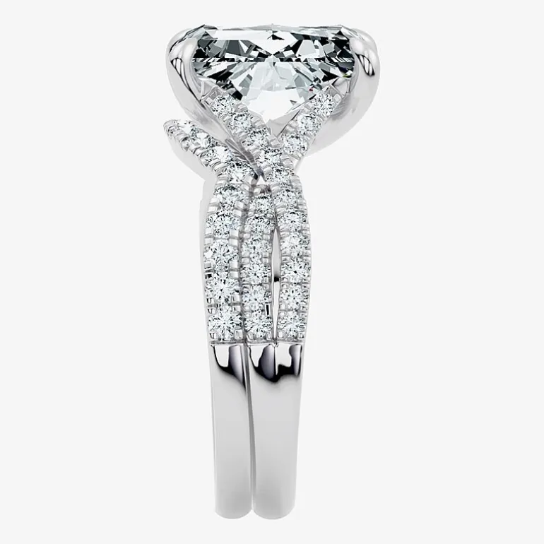 Signature By Modern Bride (F-G / Vs2-Si1) Womens 3 1/2 CT. T.W Lab Grown White Diamond 10K Gold Rectangular Side Stone Bridal Set