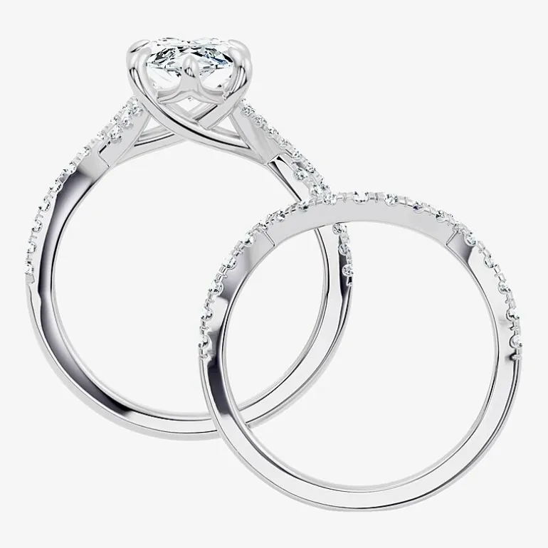 Signature By Modern Bride (F-G / Vs2-Si1) Womens 3 1/2 CT. T.W Lab Grown White Diamond 10K Gold Marquise Side Stone Bridal Set