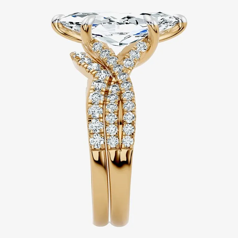 Signature By Modern Bride (F-G / Vs2-Si1) Womens 3 1/2 CT. T.W Lab Grown White Diamond 10K Gold Marquise Side Stone Bridal Set