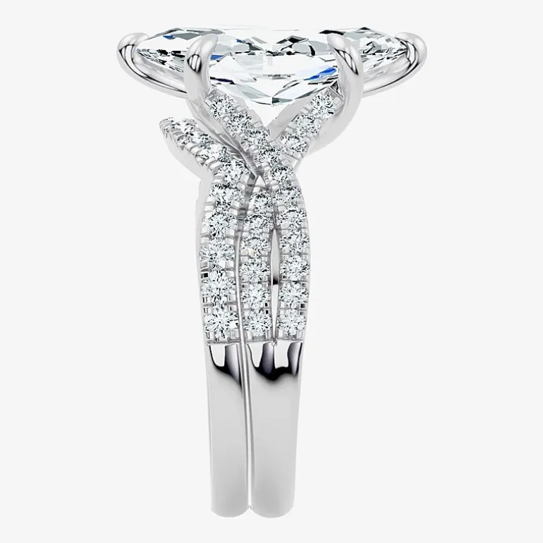 Signature By Modern Bride (F-G / Vs2-Si1) Womens 3 1/2 CT. T.W Lab Grown White Diamond 10K Gold Marquise Side Stone Bridal Set