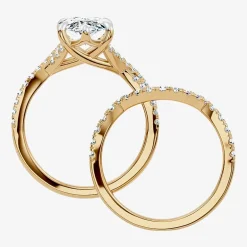 Signature By Modern Bride (F-G / Vs2-Si1) Womens 3 1/2 CT. T.W Lab Grown White Diamond 10K Gold Marquise Side Stone Bridal Set