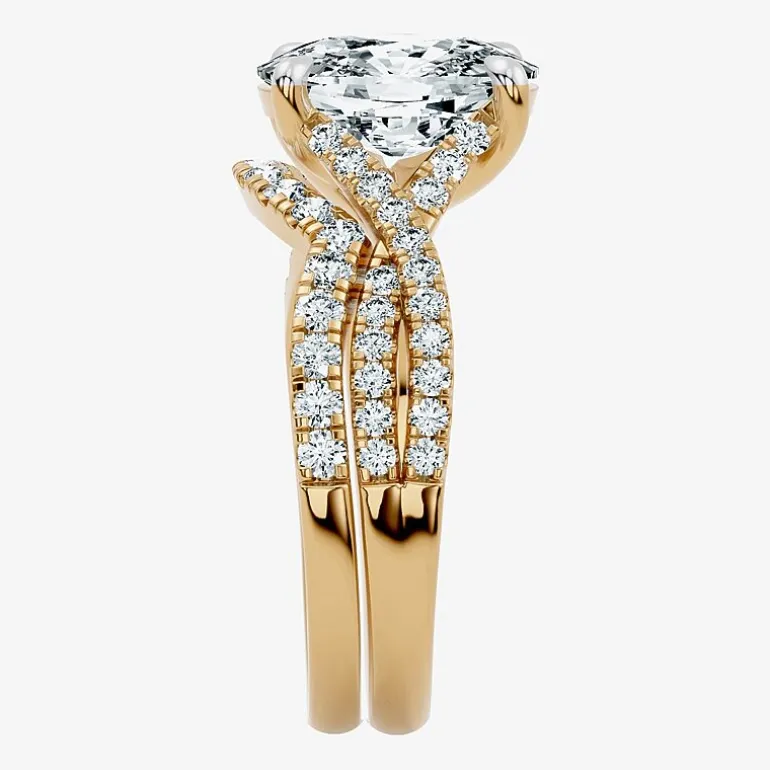Signature By Modern Bride (F-G / Vs2-Si1) Womens 3 1/2 CT. T.W Lab Grown White Diamond 10K Gold Cushion Side Stone Bridal Set