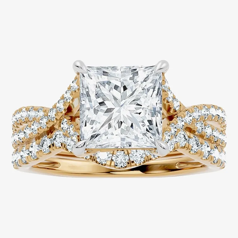 Signature By Modern Bride (F-G / Vs2-Si1) Womens 3 1/2 CT. T.W Lab Grown White Diamond 10K Gold Side Stone Bridal Set