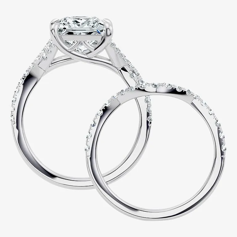 Signature By Modern Bride (F-G / Vs2-Si1) Womens 3 1/2 CT. T.W Lab Grown White Diamond 10K Gold Side Stone Bridal Set