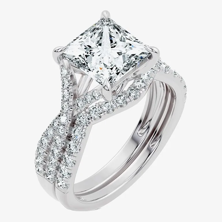 Signature By Modern Bride (F-G / Vs2-Si1) Womens 3 1/2 CT. T.W Lab Grown White Diamond 10K Gold Side Stone Bridal Set
