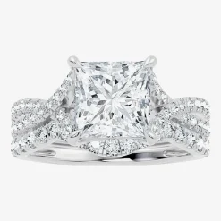Signature By Modern Bride (F-G / Vs2-Si1) Womens 3 1/2 CT. T.W Lab Grown White Diamond 10K Gold Side Stone Bridal Set