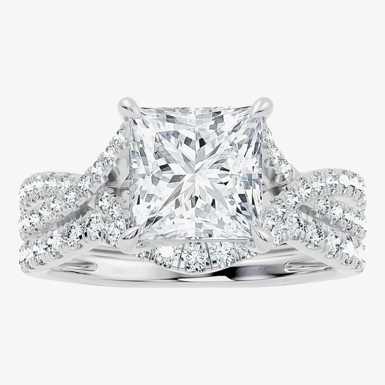 Signature By Modern Bride (F-G / Vs2-Si1) Womens 3 1/2 CT. T.W Lab Grown White Diamond 10K Gold Side Stone Bridal Set