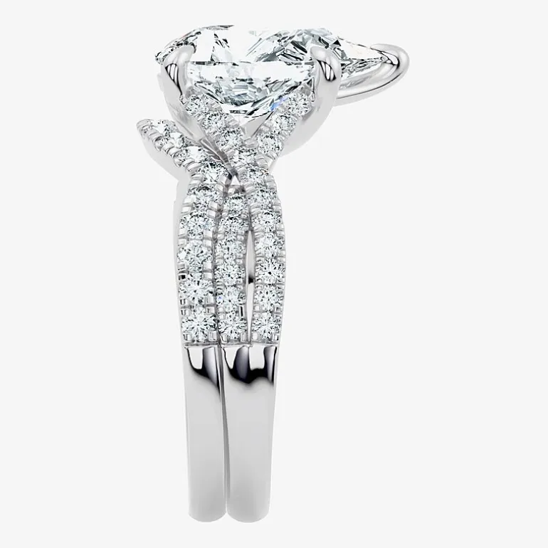 Signature By Modern Bride (F-G / Vs2-Si1) Womens 3 1/2 CT. T.W Lab Grown White Diamond 10K Gold Pear Side Stone Bridal Set