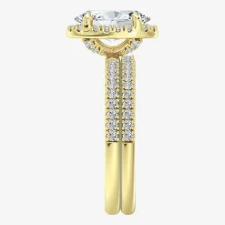 Signature By Modern Bride (F / Vs2) Womens 3 3/4 CT. T.W. Lab Grown White Diamond 10K Gold Oval Side Stone Halo Bridal Set