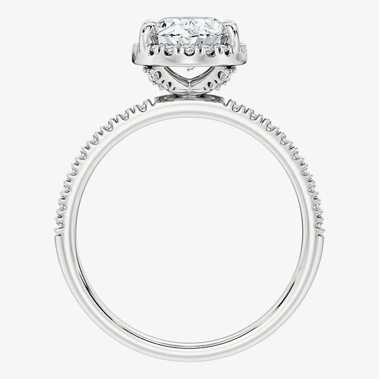 Signature By Modern Bride (F / Vs2) Womens 6 CT. T.W. Lab Grown White Diamond 10K Gold Oval Side Stone Halo Bridal Set
