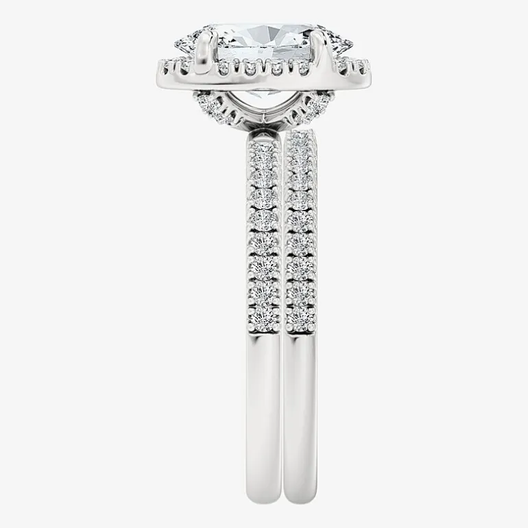 Signature By Modern Bride (F / Vs2) Womens 6 CT. T.W. Lab Grown White Diamond 10K Gold Oval Side Stone Halo Bridal Set