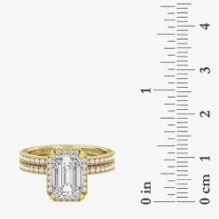 Signature By Modern Bride (F / Vs2) Womens 3 3/4 CT. T.W. Lab Grown White Diamond 10K Gold Side Stone Halo Bridal Set