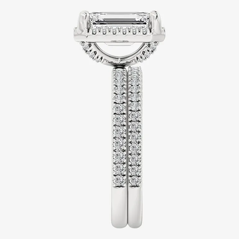 Signature By Modern Bride (F / Vs2) Womens 3 3/4 CT. T.W. Lab Grown White Diamond 10K Gold Side Stone Halo Bridal Set