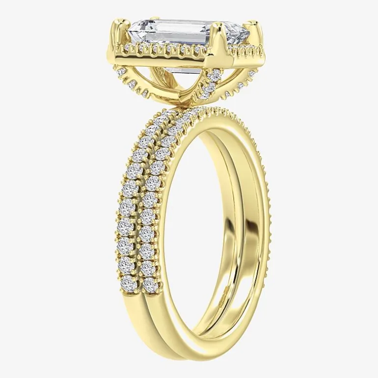 Signature By Modern Bride (F / Vs2) Womens 3 3/4 CT. T.W. Lab Grown White Diamond 10K Gold Side Stone Halo Bridal Set