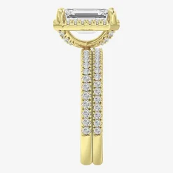 Signature By Modern Bride (F / Vs2) Womens 3 3/4 CT. T.W. Lab Grown White Diamond 10K Gold Side Stone Halo Bridal Set
