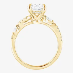 Signature By Modern Bride (F / Vs2) Womens 3 1/4 CT. T.W. Lab Grown White Diamond 14K Gold Oval Side Stone Engagement Ring