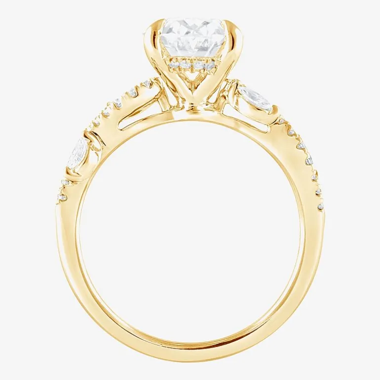 Signature By Modern Bride (F / Vs2) Womens 3 1/4 CT. T.W. Lab Grown White Diamond 14K Gold Oval Side Stone Engagement Ring